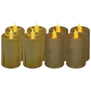 Feeric lights & Christmas LED kaarsen/stompkaarsen set - 8x stuks - goud - H7,5 cm -