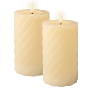 Lumineo Luxe LED kaarsen/stompkaarsen - 2x - creme wit - D7,5 x H15 cm - timer -