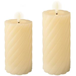 Lumineo Luxe LED kaarsen/stompkaarsen - set 2x st - creme wit - D7,5 - met timer -