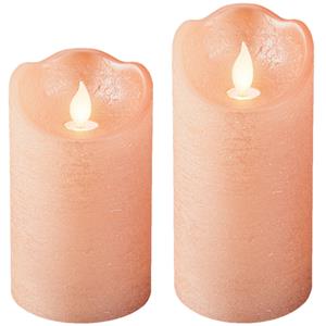 Lumineo LED kaarsen/stompkaarsen - set 2x st - lichtroze - D7,5 cm - met timer -