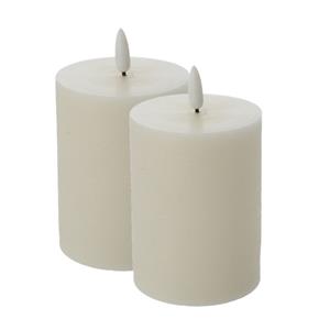 Cepewa LED kaars/stompkaars - 2x - creme wit - D7,5 x H10 cm - flikkerend licht -
