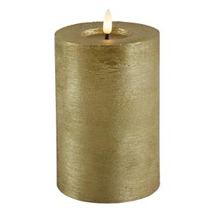 Countryfield LED kaars/stompkaars - goud - D10 x H15 cm - timer - warm wit -
