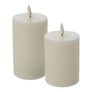 Cepewa LED kaarsen/stompkaarsen - set 2x - creme wit - H10 en H12,5 cm - flikkerend licht - timer -