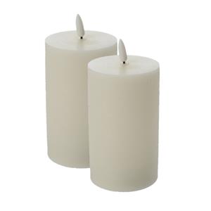 Cepewa LED kaars/stompkaars - 2x - creme wit - D7,5 x H12,5 cm - flikkerend licht -