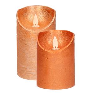 Anna's Collection Anna Collection - LED kaarsen/stompkaarsen - 2x st - koper - 10 en 12,5 cm -