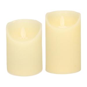 Anna's Collection LED kaarsen/stompkaarsen - set 2x - ivoor wit - H10 en H12,5 cm - bewegende vlam -