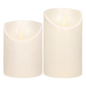 Anna's Collection LED kaarsen/stompkaarsen - set 2x - parel/creme - H10 en H12,5 cm - bewegende vlam -