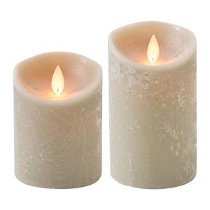 Anna's Collection LED kaarsen/stompkaarsen - set 2x - taupe - H10 en H12,5 cm - bewegende vlam -