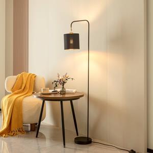 LINDBY Hinay textiel-vloerlamp zwart/goud