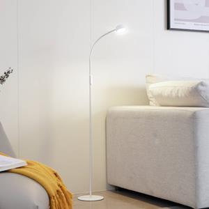 LINDBY LED vloerlamp Maori, wit, metaal, CCT, dimbaar