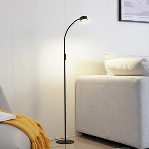 LINDBY LED vloerlamp Maori, 140 cm, zwart, CCT, dimbaar