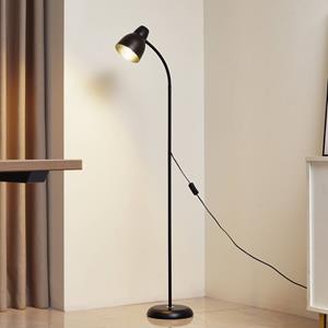 LINDBY Vloerlamp Tebbi, zwart, metaal, hoogte 150 cm