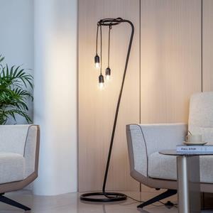 LINDBY vloerlamp Elira, zwart, metaal, 150 cm hoog, E27