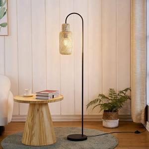 LINDBY vloerlamp Venora, 145 cm hoog, bamboe, E27