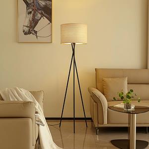 LINDBY vloerlamp Soula, Ø 40 cm, beige, kunststof, E27