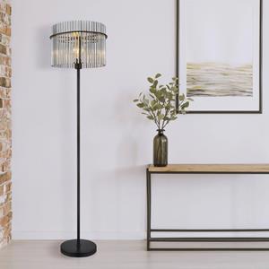Globo Vloerlamp Gorley, hoogte 152 cm, rookgrijs, glas/metaal