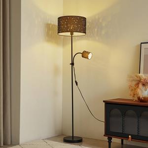 LINDBY Melanie vloerlamp, grijs, stof, Ø 36 cm, 2-lamps.