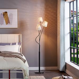 LINDBY vloerlamp Torvy, zwart/wit, metaal, 165 cm, E14