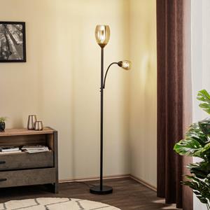 LINDBY Irmino vloerlamp met rookglazen kappen