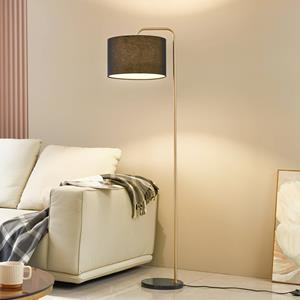LINDBY Vloerlamp , zwart/goud, marmer, 153cm
