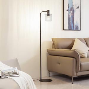 LUCANDE Vloerlamp  Eirian, zwart, glas, 150 cm hoog, E27