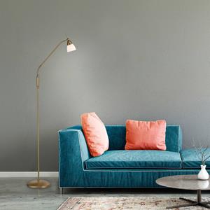 PAUL NEUHAUS Pino vloerlamp, antiek messing, 163 cm, dimbaar