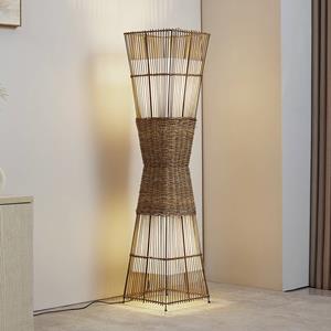 LINDBY Jacinto vloerlamp, bamboe, hennep, hoogte 130 cm