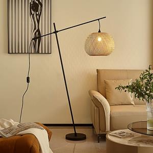 LINDBY vloerlamp Dabila, bamboe, 165 cm hoog, E27
