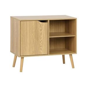 Sweeek  Dressoir met walnoothout decor 1 deur, 2 planken, 80cm