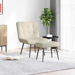 VidaXL Relaxstoel met voetenbank fluweel crèmekleurig