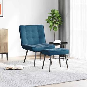 VidaXL Relaxstoel met voetenbank fluweel blauw
