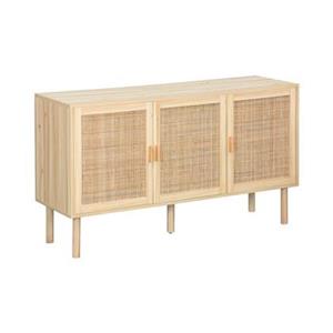 Sweeek  Dressoir met 3 deuren, rotan en houteffect
