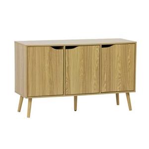 Sweeek  Opbergkast in houtdecor met 3 deuren en 3 legplanken, 120cm