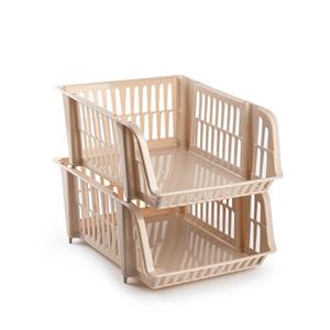 PlasticForte Stapelbare opbergmand - Beige - 16 liter - kunststof - x 28 x 15 cm -