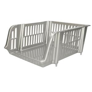 PlasticForte Stapelbare opbergmand - Zilver - 16 liter - kunststof - x 28 x 15 cm -