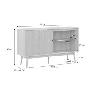 Sweeek  Dressoir, donker houtdecor, Linear, B 150 x D 39.5 x H 90cm