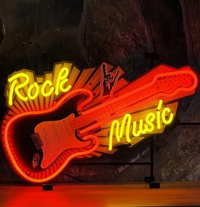 Fiftiesstore Rock Music Gitaar Neon 70 x 50 cm