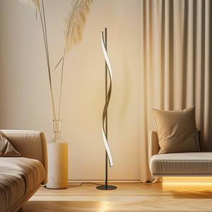 LINDBY LED vloerlamp Munja, zwart, metaal, dimbaar