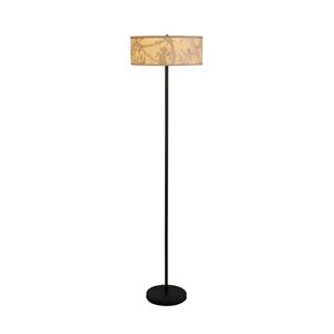 Searchlight Isla vloerlamp, Ø 40 cm, bruin, beige, bamboe, staal