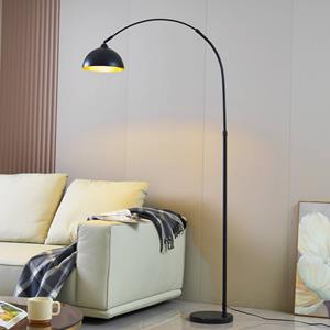 LINDBY vloerlamp Tonka, zwart/goud, metaal, Ø 25 cm