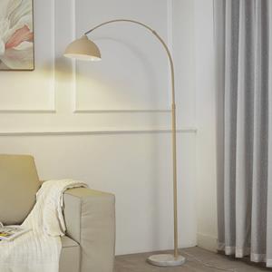 LINDBY Vloerlamp Tonka, beige, metaal/marmer, 180 cm, E27