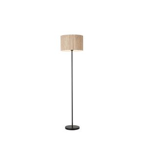 Searchlight Vloerlamp Meadow, zwart, bruin, natuurvezel, staal