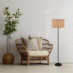Briloner Vloerlamp Slama, natuurlijke kleur, metaal, zeegras, E27