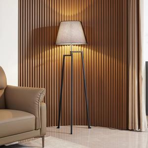 LUCANDE vloerlamp Amona, zwart, textiel, 150 cm, driepoot