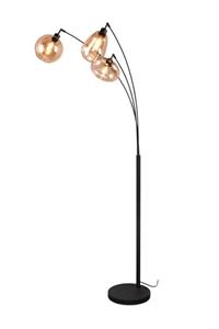 Trio Lighting Vloerlamp LUMINA, 3-lamps, zwart/oranje, glas