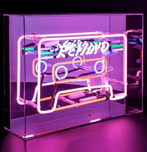 Fiftiesstore Glazen Neon Box - 'Cassette' - Large