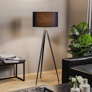 Euluna Vloerlamp Tago, driebeen, kap zwart/zilver