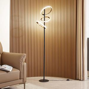 LUCANDE LED vloerlamp Madu, zwart, metaal, 160 cm, dimbaar