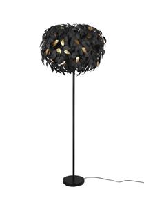 Reality Leuchten Vloerlamp Leavy, zwart/goud, hoogte 180 cm, kunststof