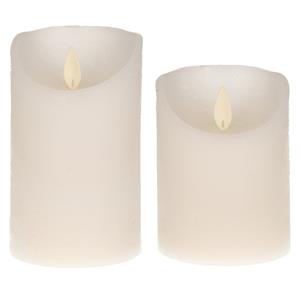 Anna's Collection LED kaarsen/stompkaarsen - set 2x - wit - H10 en H12,5 cm - bewegende vlam -